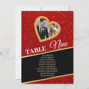 Elegant Golden Heart Photo Seating Chart Card