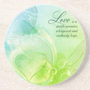 Elegant Golden Heart Romance Art Coaster