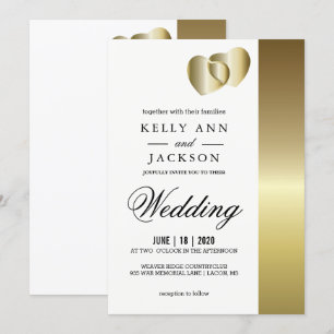 Elegant Golden Hearts Design Invitation