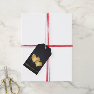 Elegant Golden Hearts Name - Valentine's Day Gift Tags