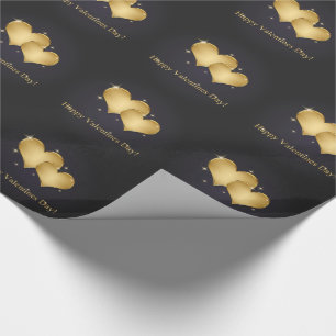 Elegant Golden Hearts Name - Valentine's Day Wrapping Paper