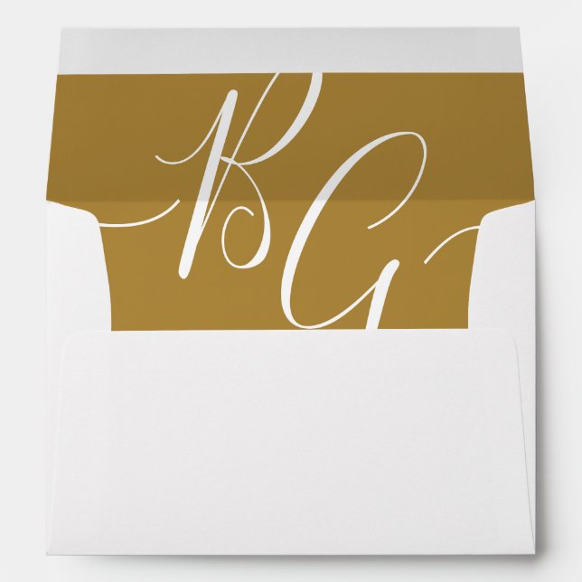 Elegant Golden Initials 5x7 Wedding Invitation Envelope (Back (Bottom))