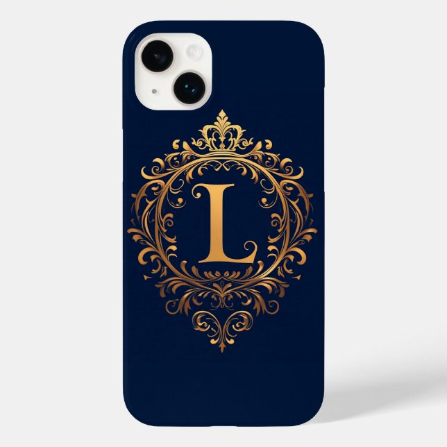 Elegant Golden L Letter Monogram Case-Mate iPhone Case (Back)