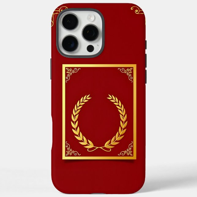 Elegant Golden Laurel in Rectangular Frame Case-Mate iPhone Case (Back)