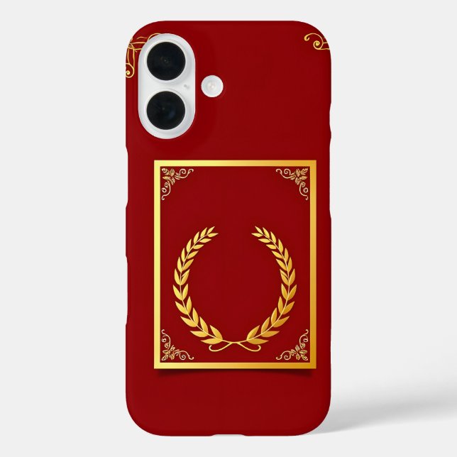 Elegant Golden Laurel in Rectangular Frame Case-Mate iPhone Case (Back)
