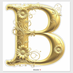 Elegant Golden Letter B With Floral Design