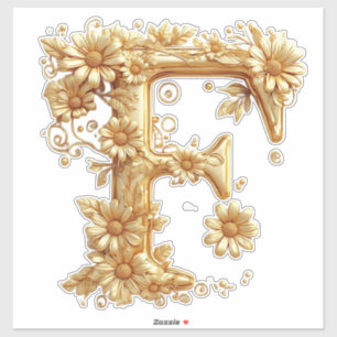 Elegant Golden Letter F With Floral Embellishments