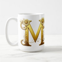 Elegant Golden Letter M With Floral Embellishments