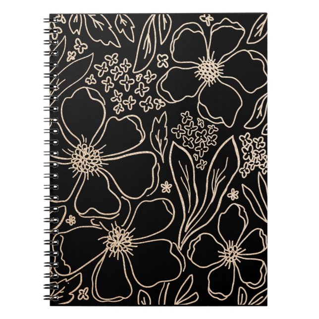 Elegant golden line flower pattern   iPad air cove Notebook (Front)