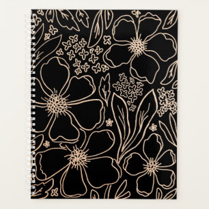 Elegant golden line flower pattern  planner