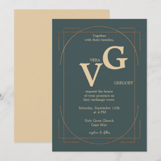 Elegant Golden Lines Modern Luxurious Wedding Invitation