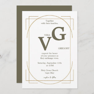 Elegant Golden Lines Modern Luxurious  Wedding Invitation