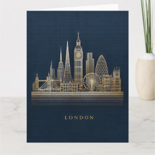 Elegant Golden London City Skyline Illustration Card