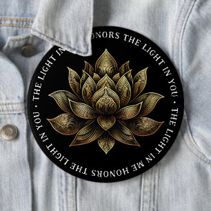 Elegant Golden Lotus Flower The Light in Me ... 6 Inch Round Button