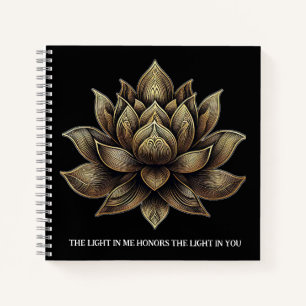 Elegant Golden Lotus Flower The Light in Me ... Notebook