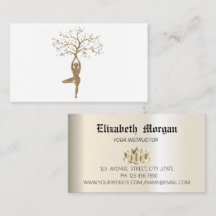 Elegant golden     lotus flower yoga business card