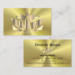 Elegant golden     lotus flower yoga business card