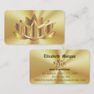 Elegant golden     lotus flower yoga business card