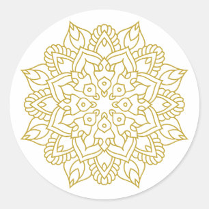Elegant Golden Mandala Classic Round Sticker