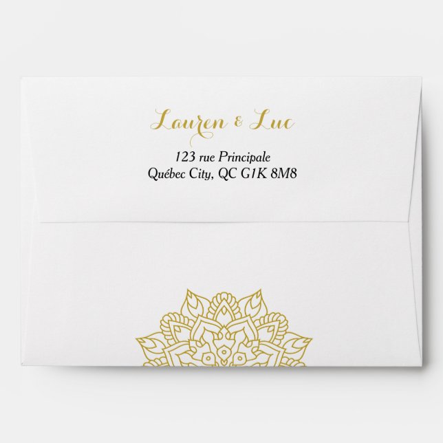 Elegant Golden Mandala Wedding Invitation Envelope (Back (Top Flap))