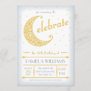 Elegant Golden Moon Celebration Invitation