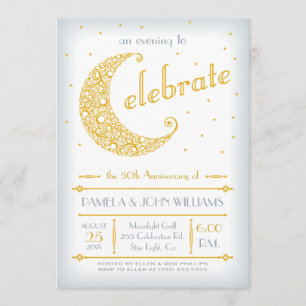 Elegant Golden Moon Celebration Invitation