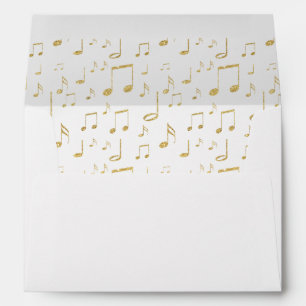 elegant golden music notes pattern envelope