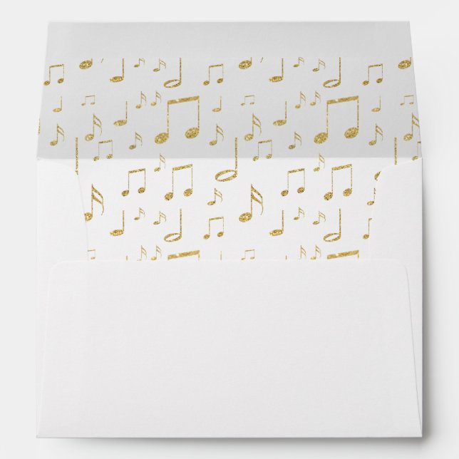 elegant golden music notes pattern envelope (Back (Bottom))