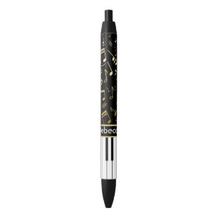 Elegant golden music notes piano keys black ink pen