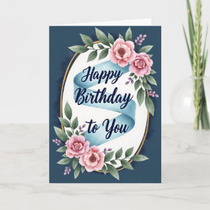 Elegant Golden Oval Birthday Card