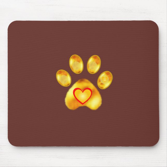 Elegant Golden Paw Mouse Pad (Front)