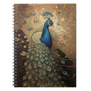 Elegant Golden Peacock Bird Notebook