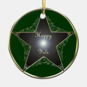 Elegant Golden Pentagram Tree Ornament circle