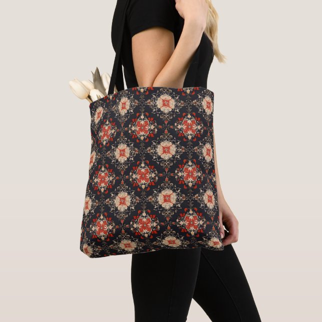 Elegant Golden Persian Pattern Tote Bag (Close Up)