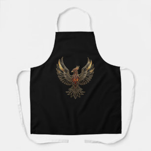 Elegant Golden Phoenix Stained Glass Kitchen Apron