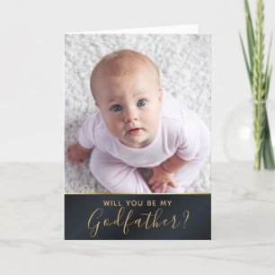 Elegant Golden Photo Godfather Request Card