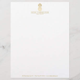 Elegant Golden Pineapple Logo Letterhead