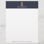 Elegant Golden Pineapple Logo on Dusky Blue Letterhead<br><div class="desc">Coordinates with the Elegant Golden Pineapple Logo on Dusky Blue Business Card Template by 1201AM. A timeless and elegant logo of a pineapple displayed in faux metallic gold is styled with your name or business name customizable letterhead template. The pineapple design is perfect for hospitality, real estate agents, interior designers,...</div>