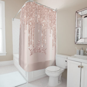 Elegant golden pink and shiny glitters shower curt