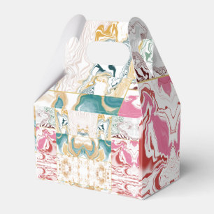 Elegant Golden pink Teal Blue Liquid ink marble Favor Box