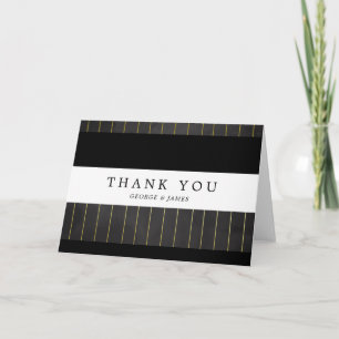 Elegant Golden Pinstripes   Thank You Card