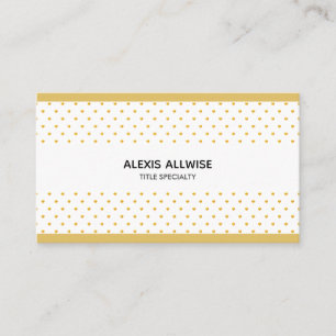 Elegant Golden Polka Dots on White Business Card