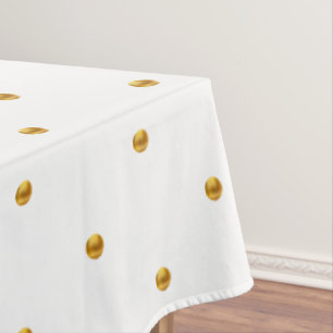 Elegant Golden Polka Dots on White Tablecloth