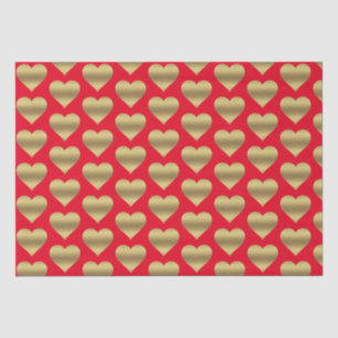 Elegant Golden Red Colourful Hearts Valentines Day Tissue Paper