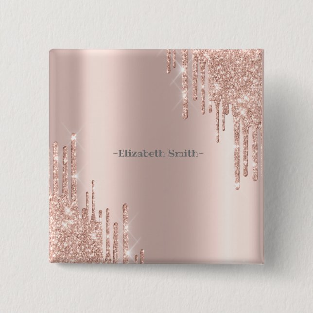 Elegant golden rose  2 inch square button (Front)