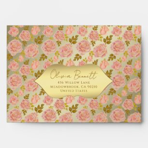 Elegant Golden Rose Envelope