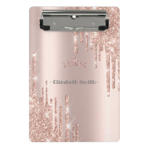 Elegant golden rose glitter, clipboard