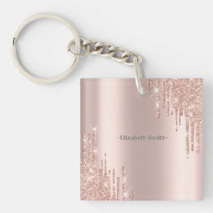 Elegant golden rose keychain
