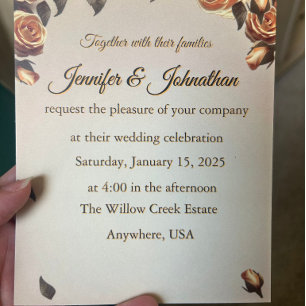 Elegant Golden Roses Champagne Dreams Invitation