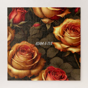Elegant Golden Roses Valentines Special Jigsaw Puzzle